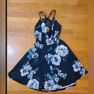Trac navy floral skater dress